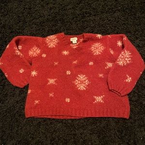 Vintage Ann Taylor Red Snowflake Wool Sweater Sz.M